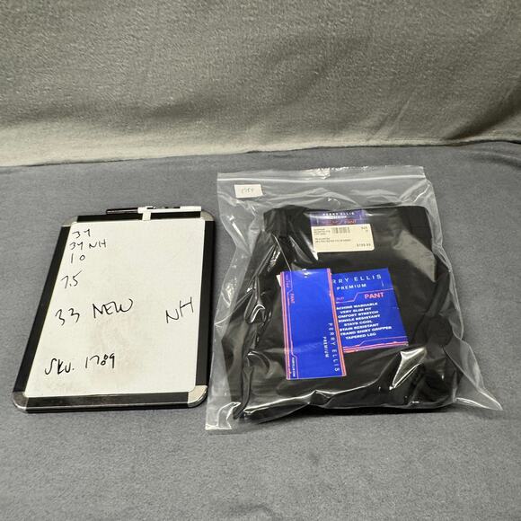 Perry Ellis Premium Pants Mens 33 UNHEMMED Black Tech + Suit Slim Fit NEW - Picture 11 of 11